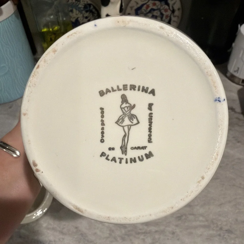 Vtg  1950s‎ Universal Ballerina 22K Platinum Ceramic Coffee Pot Carafe Ovenproof